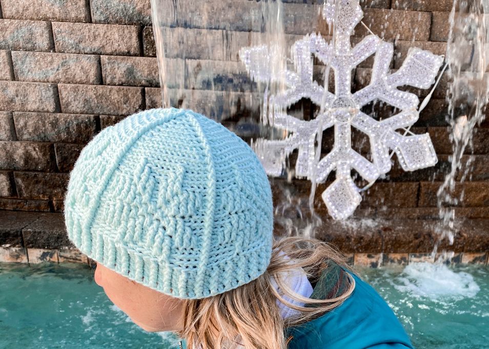 Textured Crochet Snowflake Beanie