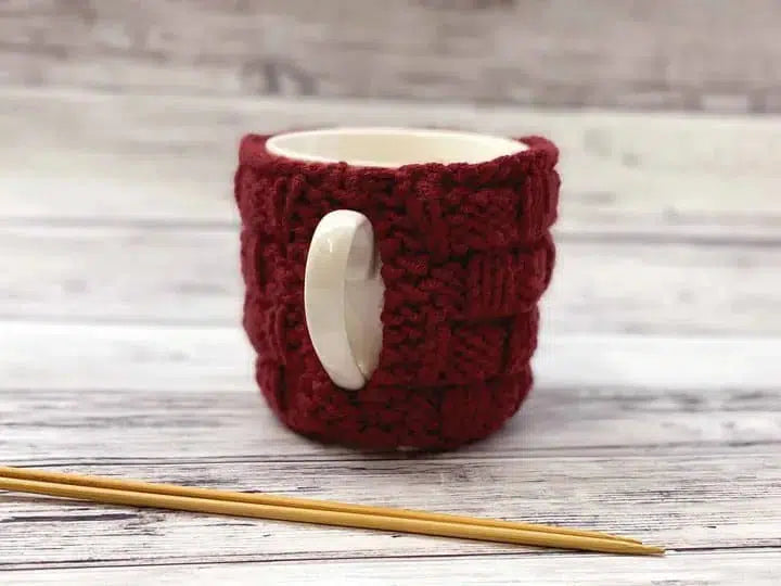 Basketweave Knitted Mug Cozy