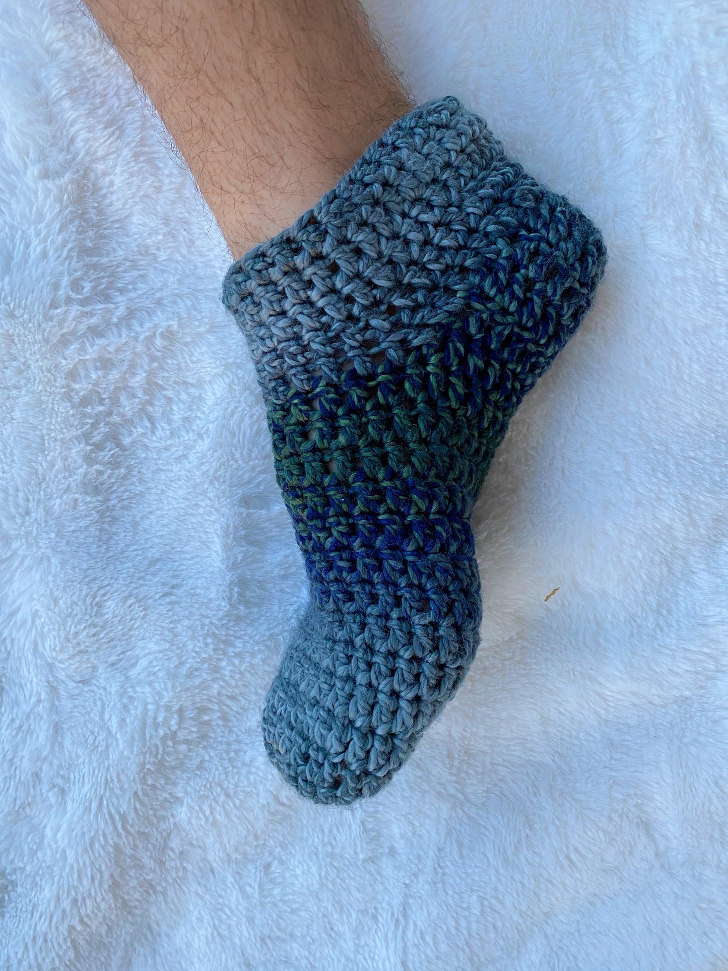 Men's Bulky Crochet Slipper Socks