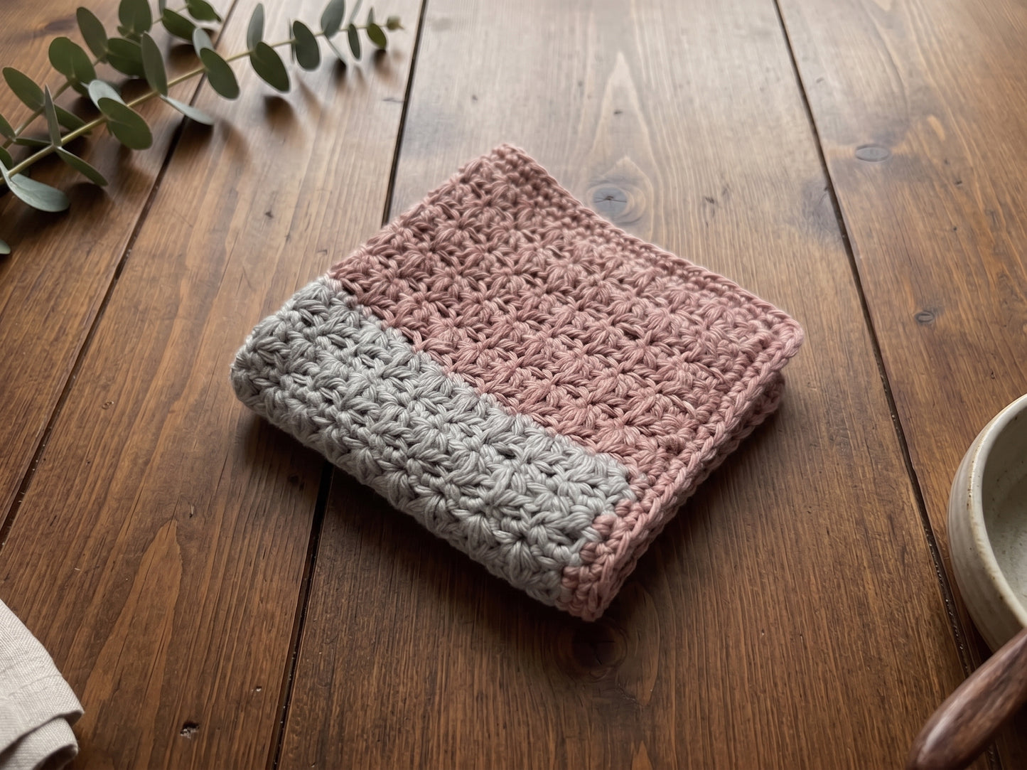 Mixed Cluster Stitch Crochet Dishcloth