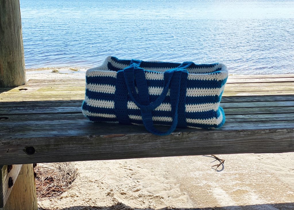 Striped Crochet Duffle Bag