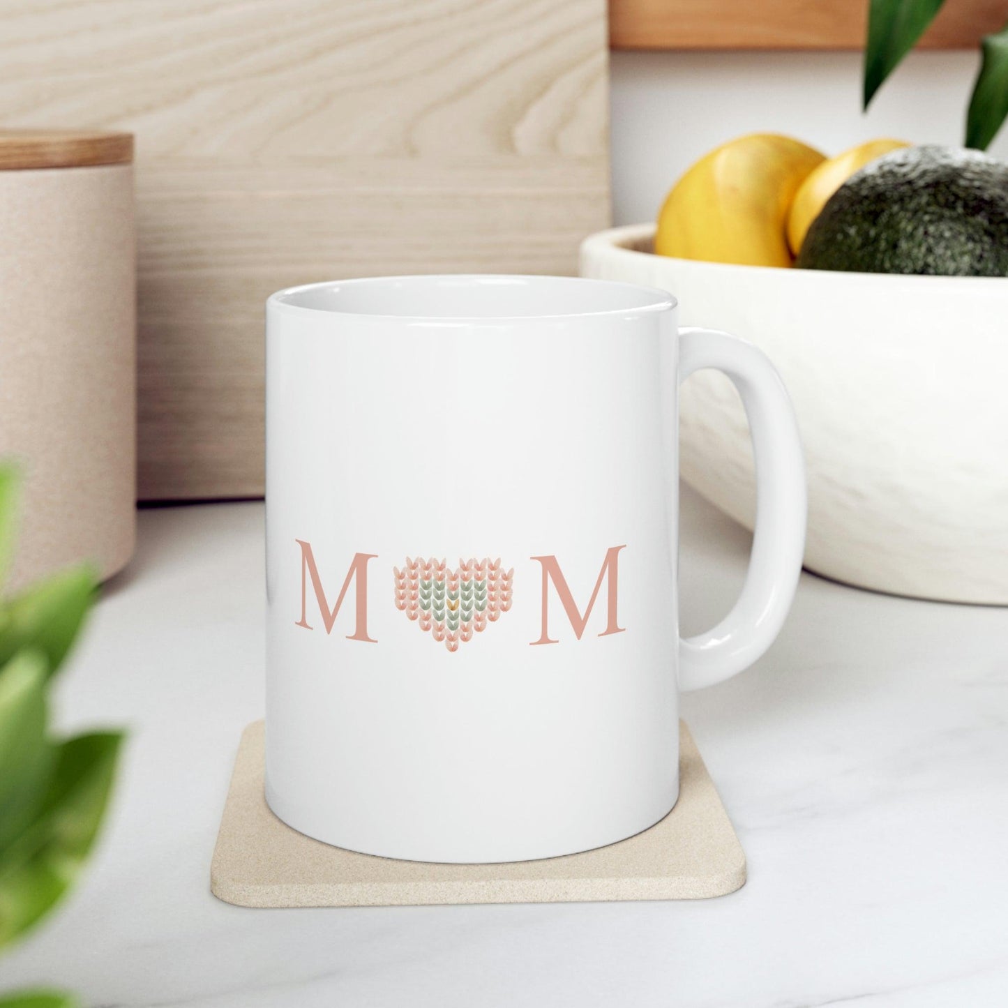 Knitted Heart Mom Mug