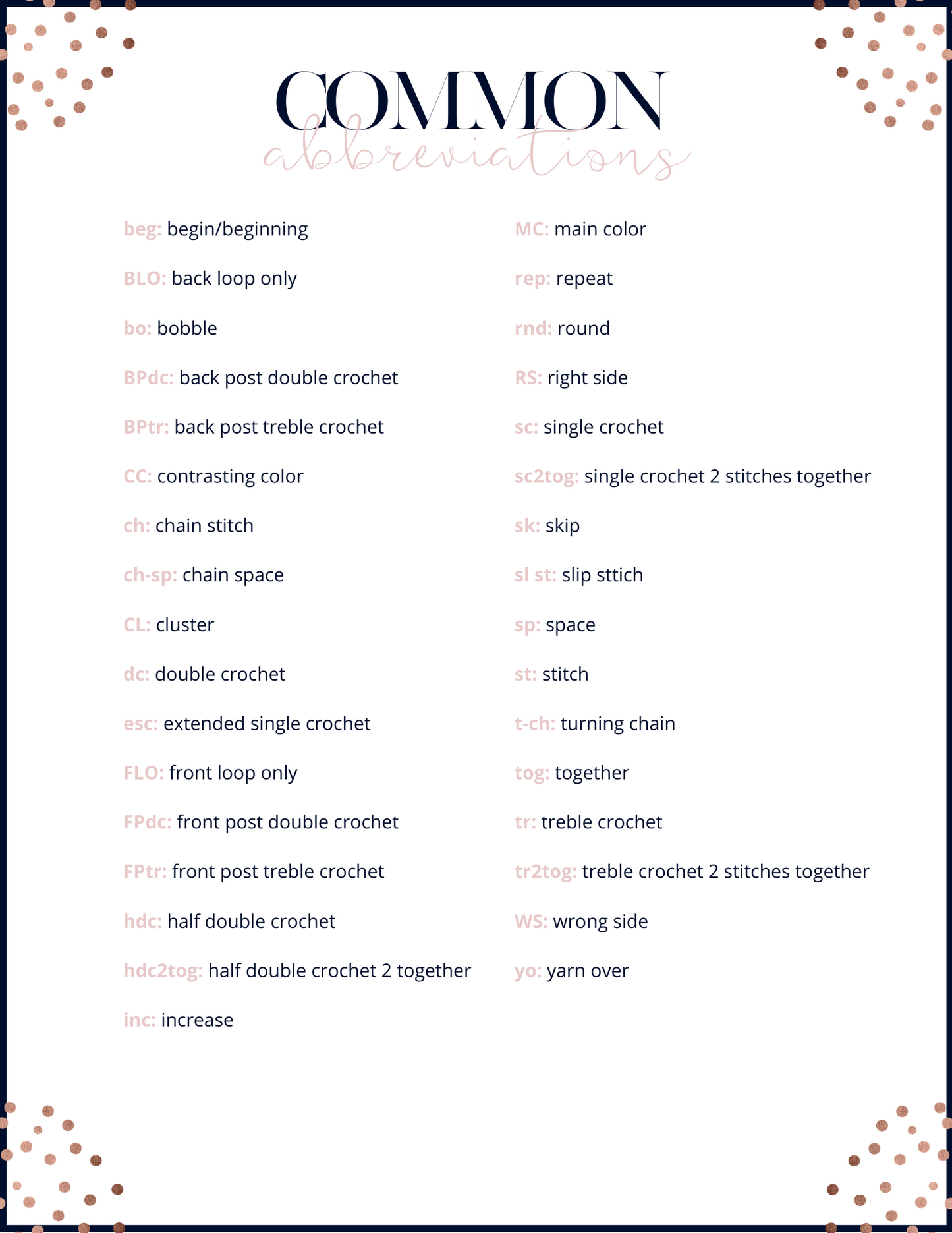 Rose Gold Crochet Life Planner