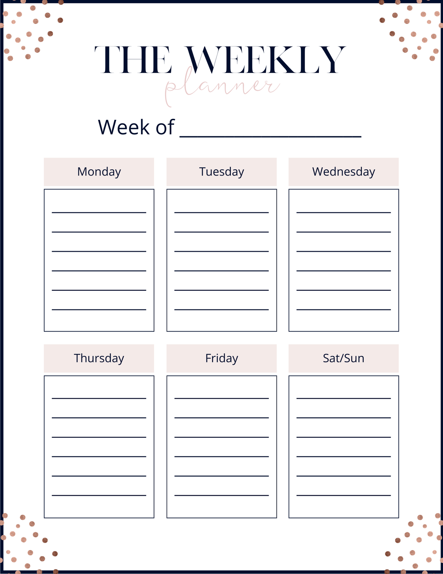 Rose Gold Crochet Life Planner