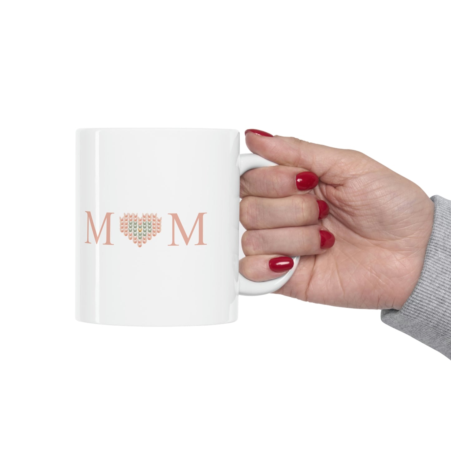 Knitted Heart Mom Mug