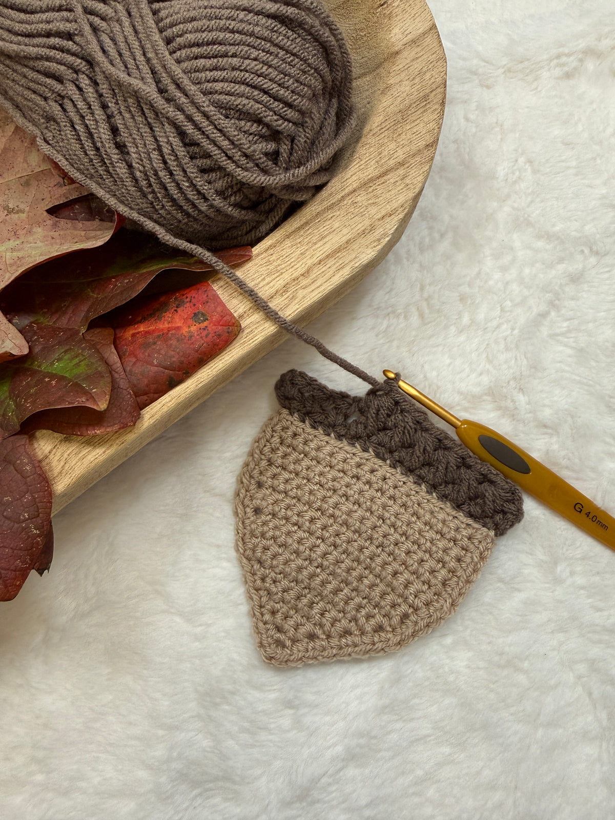 Crochet Acorn Coaster & Applique Pattern PDF