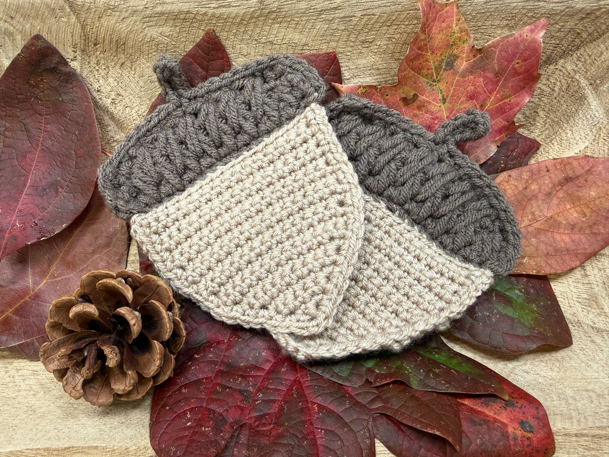 Crochet Acorn Coaster & Applique Pattern PDF
