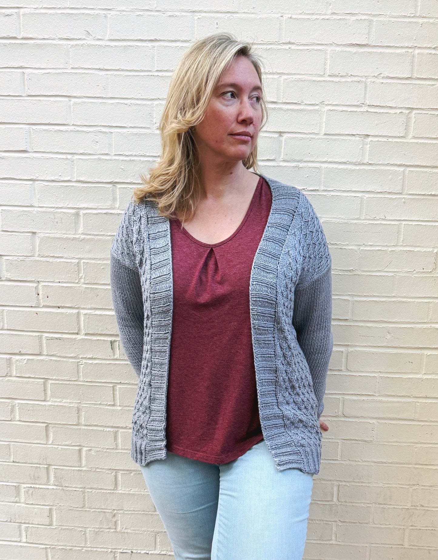 Textured Drop Shoulder Cardigan
