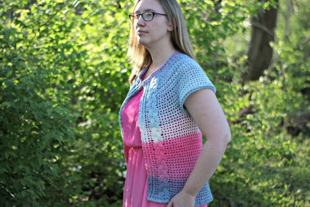 Cabled Filet Cardigan