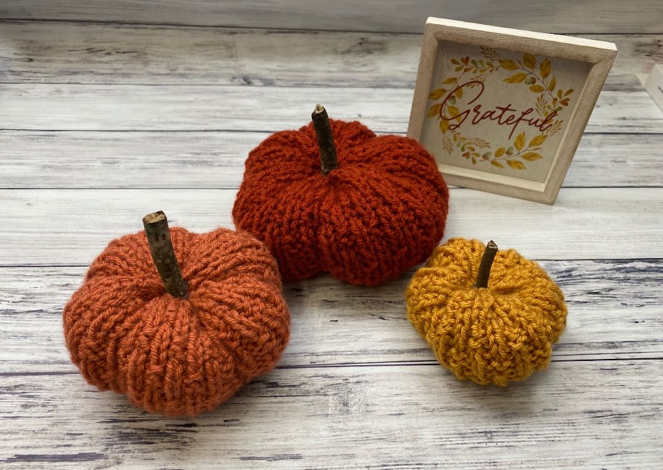 Basketweave Knit Pumpkins