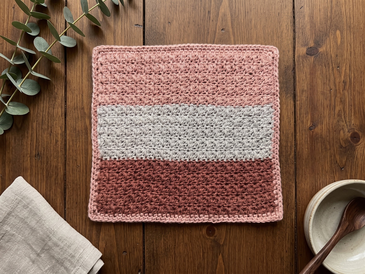 Mixed Cluster Stitch Crochet Dishcloth