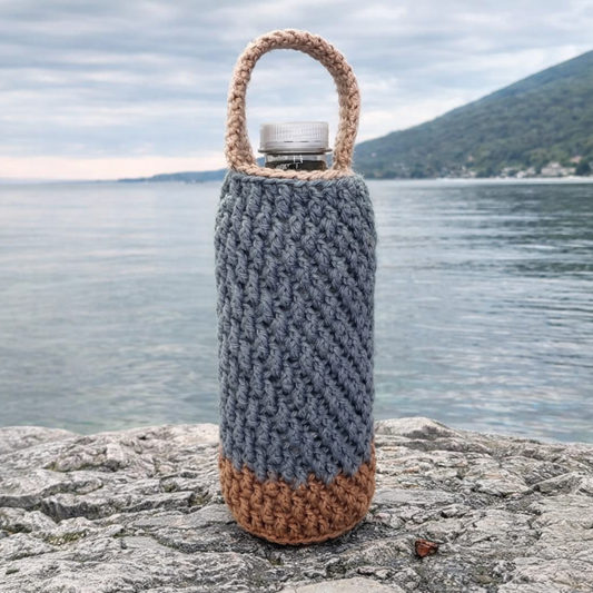 Textured Crochet Water Bottle Holder